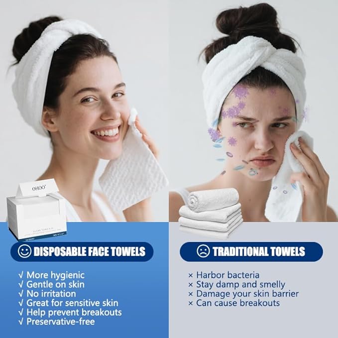 Disposable Face Towels 10"×12" Makeup Remover and Clean Soft and Thick Dry Wipes Facial Tissue XL Towelettes 600 Count