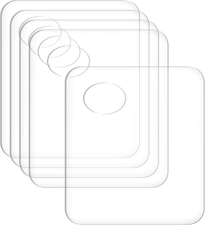 5pcs Acrylic Makeup Mixing Tray Paint Pallet Mixing Palette with Thumb Hole for Painting Art Oil Painting Craft Cosmetic Makeup Palette (3.94x3.27inch, Clear)