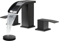gotonovo Waterfall 8 inch Widespread Bathroom Faucet Set Bathroom Sink Faucet 3 Hole 2 Handle Vanity Lavatory Deck Mount with Pop Up Drain and Water Supply Lines Square Body Oil Rubbed Bronze