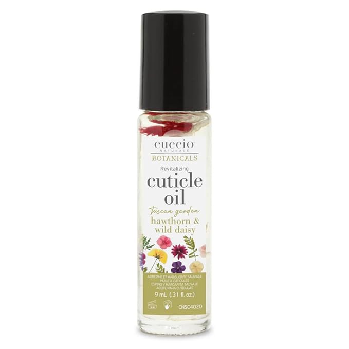 Cuccio Naturale Roll-On Cuticle Oil – Hawthorn & Wild Daisy Scent, 0.31 Fl Oz Travel Rollerball – Revitalizing Cold-Pressed Oils for Dry Cuticles, Nourishing Hydration with Real Flowers & Botanicals