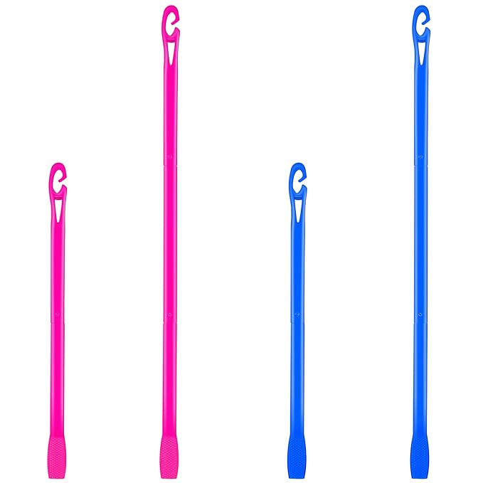 Yilloog 4 Pcs Heatless Curls Hook Spiral Curlers for Long Wave Styling Hair in 13. 8 and 22 Inch Lengths(Blue, Rose Red)