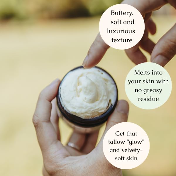 Hearth and Homestead: Handmade Whipped Tallow Balm (Lavender Peppermint): Organic Body Butter with Infused Olive Oil- 1.3 oz