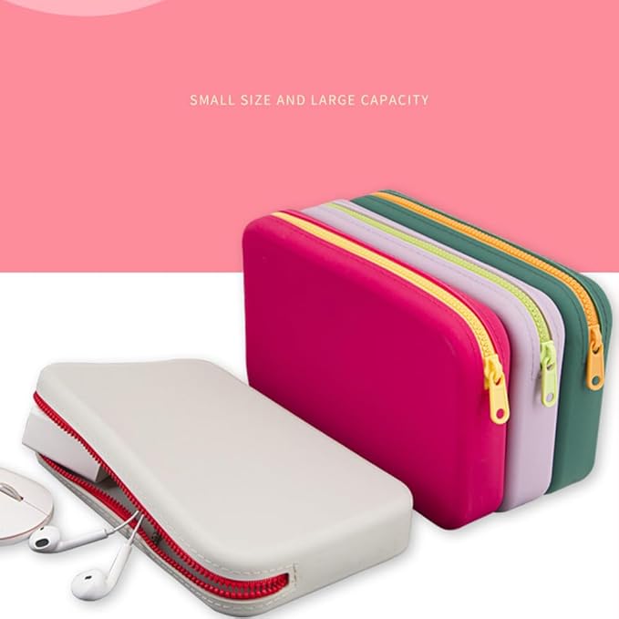 Silicone Large Makeup Bag, Travel Toiletry Bag For Women Big Makeup Bag Organizer Portable Cosmetic Bag Zipper Pouch Purse Waterproof Makeup Storage Bag (Medium Green)