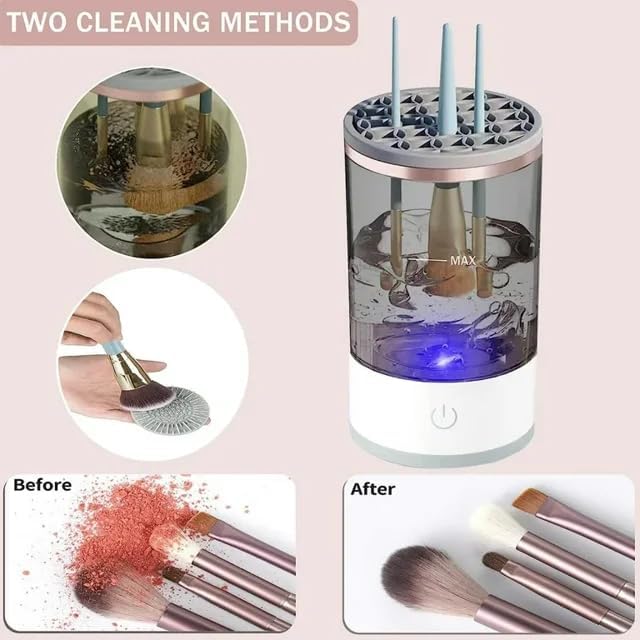 Beauty Swirl Cosmetic Brush Cleaner, Makeup Brush Cleaner, The Cozy Luna Brush Cleaner, Electric Makeup Brush Cleaner Machine for Deep Cleaning All Size Makeup Brus (2PC Transparent)