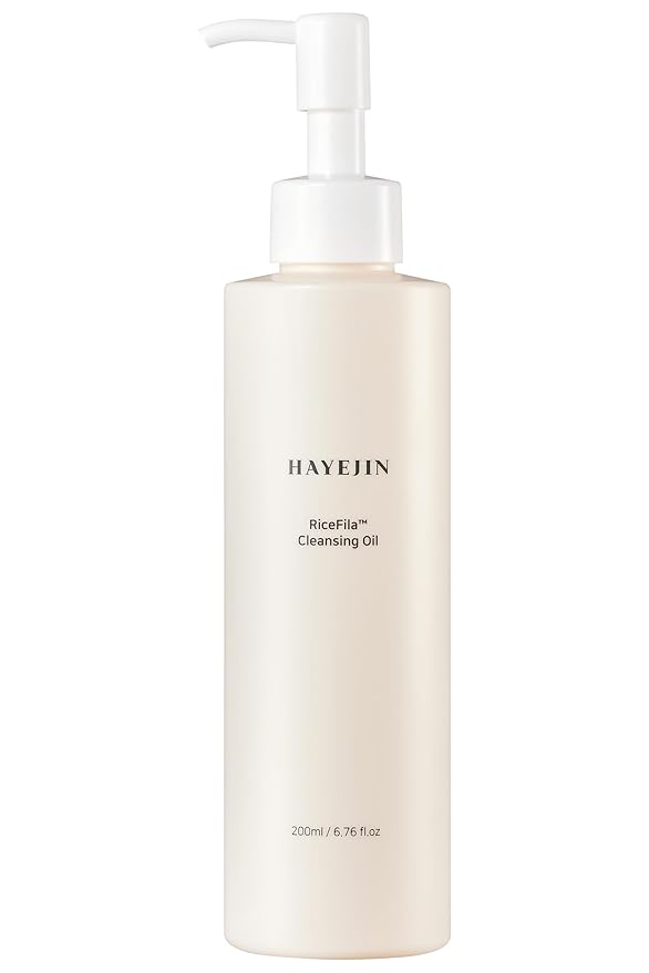 HAYEJIN RiceFila Cleansing Oil - Korean Oil Cleanser for Face with Centella Asiatica, 8 Hyaluronic Acids & 6 Peptides - Vegan & Hypoallergenic Makeup Remover 6.76 fl oz
