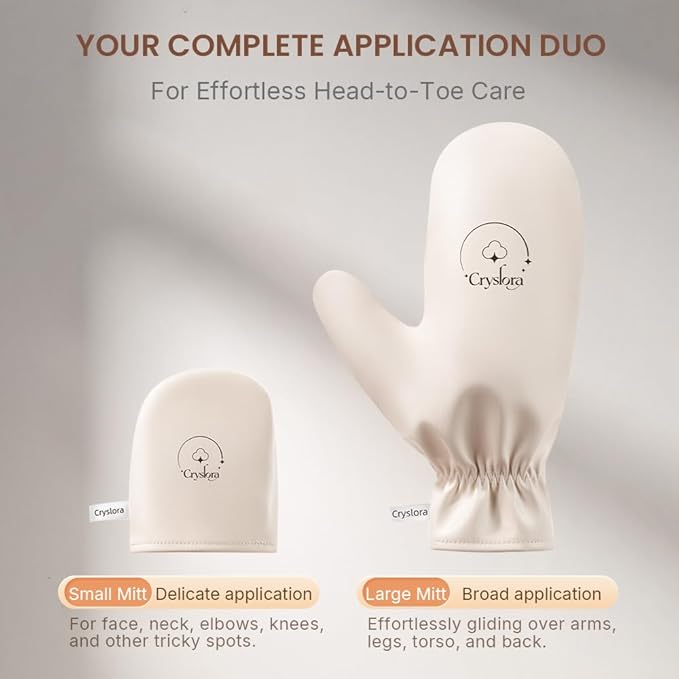Lotion Applicator & Self Tanning Mitt - Reusable, Durable, No Absorption, Anti-Sliding Glove for Even, Waste-Free Application of Lotions, Oils & Creams (Small and Big Set)