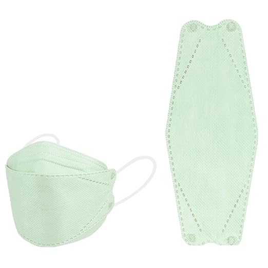 akgk KN95 Face Masks 50 Pack, 5-Ply Disposable Mint Green Face Mask Against PM 2.5 Smoke and Dust
