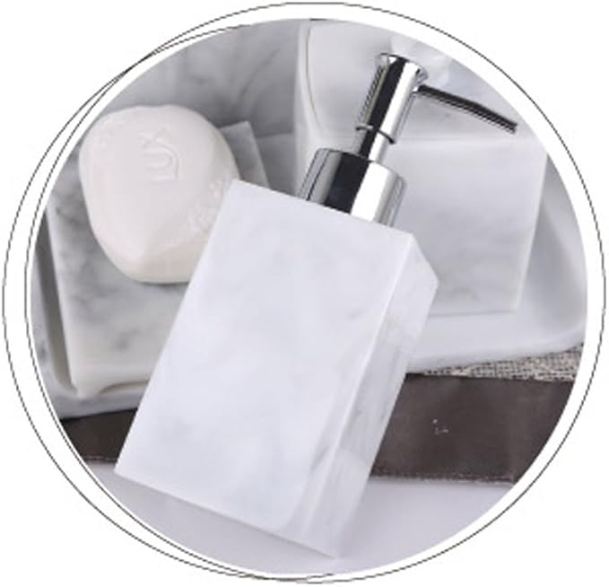 LUANT Resin 5pcs Bathroom Accessory Set - Tumbler, Soap Dish, Liquid Soap Dispenser, Toothbrush Holder,Grey