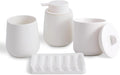 Ceramic Bathroom Accessories Set, Lotion Soap Dispenser and Toothbrush Holder Set, Soap Dish, Apothecary Jars,4 Pieces for Home Modern Bathroom Decor Vanity Countertop(White Set - Liquid)