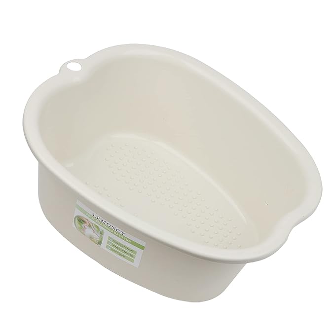 Plastic Foot Basin Feet Bath Spa Wash Bucket and Massage Sturdy Tub for Soaking Foot,Detox,Toe Nails, and Ankles,Pedicure,Portable Feet Tub Beige