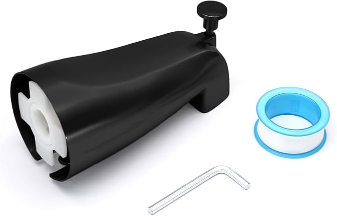 Luomorgo 1 Pc Bath Tub Spout with Diverter, Black Tub Spout Universal Fits 1/2" Copper Water Pipe, Bathroom Shower Bathtub Faucet Spout with Hex Wrench, Thread Tape
