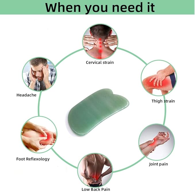 Facial Gua Sha Tool for Chin Massage Tool Natural Jade Stone Gua Sha Board for Face SPA Acupuncture Therapy Trigger Point Treatment