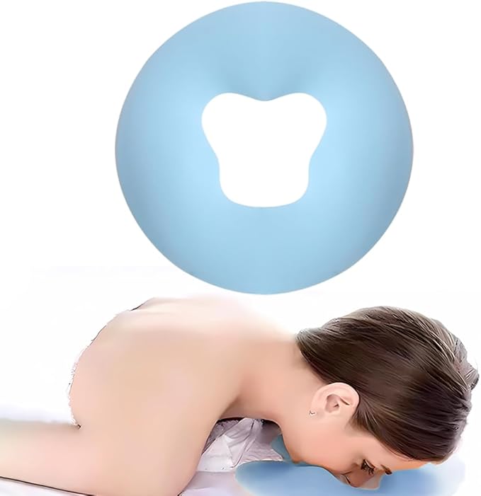 Silicone Face Massage Pillow,SPA Beauty Face Relax Headrest,Salon Skin Care Soft Overlay Travel Head Support,Bule