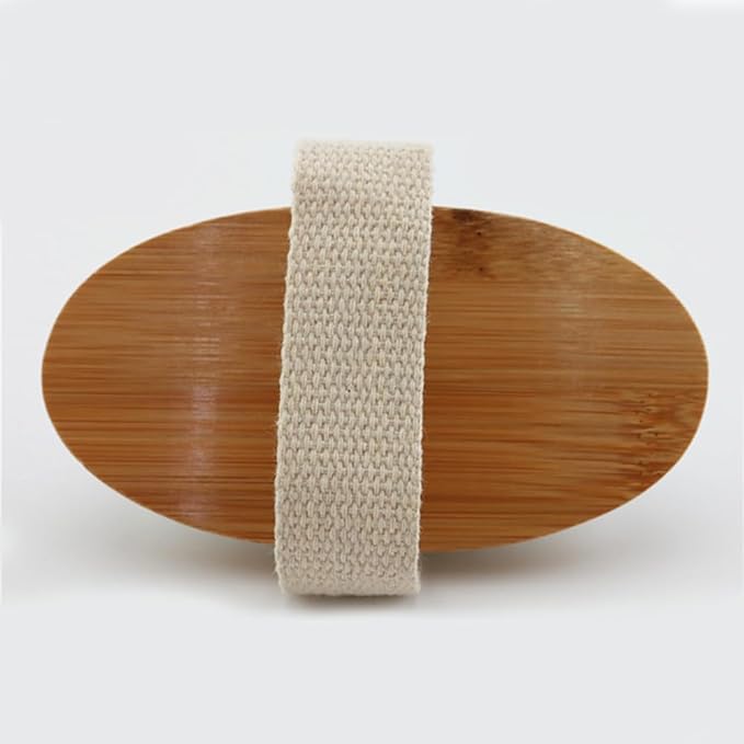 5x2.8 Inch Oval Shape Bamboo Bath & Shower Brush, Horsehair Mane Natural Bristles Dry Body Brush Scrubber for Exfoliating, Detox and Cellulite, etc. (Brown Horsehair)