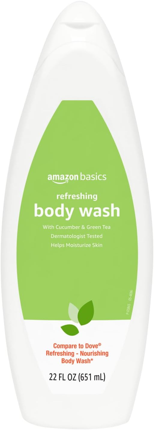 Amazon Basics Refreshing Nourishing Body Wash, Cucumber & Green Tea, Moisturizing, Paraben Free, Rich Lather, 22 fl oz (1-Pack)
