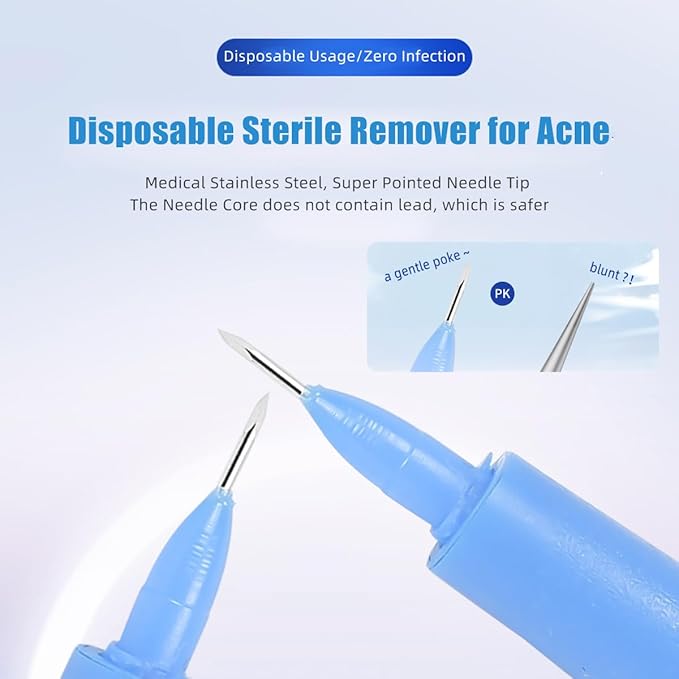 10 Pack of Disposable Sterile Acne Remover Tools Safe Pimple Popper Tool Aseptic Blackhead Remover Tools Sanitary Comedone Extractor Tool Pimple Extractor Tool