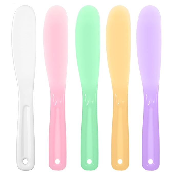 Small Plastic Skin Care Spatula, 5Pcs Reusable Makeup Spatulas, Face Mask Applicator Tool, Mask Spatula, Cream & Lotion Spatulas Tools for DIY Skincare