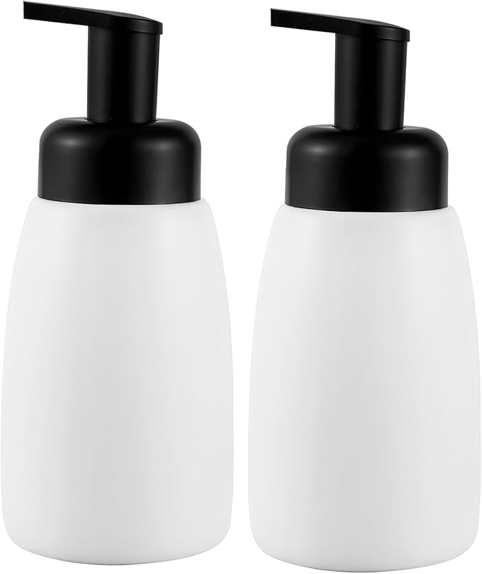 UUJOLY Foaming Hand Soap Dispenser, Ceramic Jar, White, 2 Pack