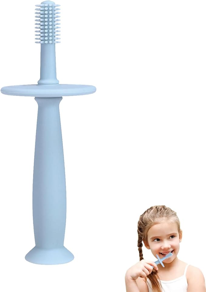 Infant Toothbrush – 360° Baby Toothbrush, Suction Base | Soft Silicone Teether, Toddler Gum Massager, Teething Pacifier Accessory, Baby Care Tool, Gentle Bristle Training Brush, Ergonomic Babys