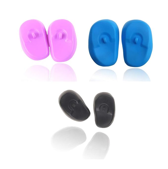 3 Pairs Waterproof Silicone Ear Covers Hairdressing Dye Coloring Ear Cover Earmuff Protectors Ear Cap Salon Hair Styling Tool for Hairdressing Shop and Home Personal Use (Random Color)
