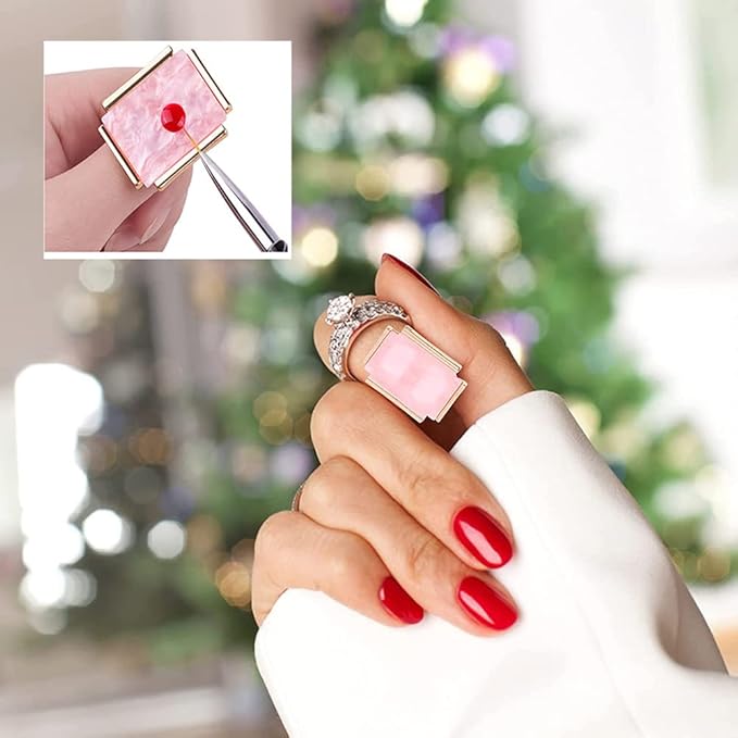 AKOAK Adjustable Mini Nail Ring Tray, Resin Nail Art Gel Makeup Plate Palette, Ring Gel Polishing Mixing Tray DIY Color Plate Nail Art Polishing Paint Plate (Rectangle, 2Pcs)