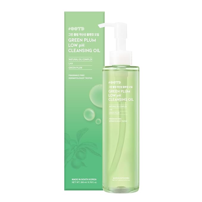 #OOTD Hydrating Makeup Remover Korean Cleanser for Face, LHA Natural Oil Complex Refreshing Gentle Cleanser for Sensitive Skin. Green Plum Low PH Cleansing Oil 200ml 6.76 Fl. Oz.