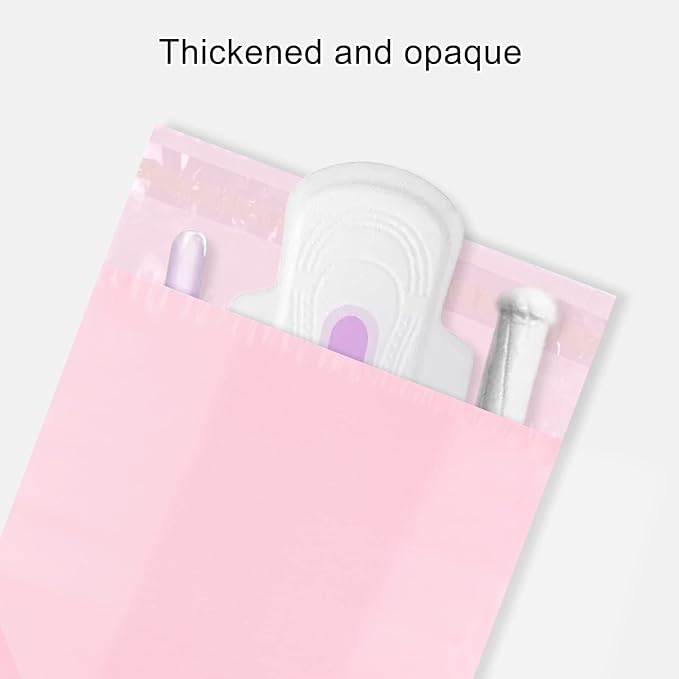 Personal Disposal Bags, Set of 100 Sanitary Napkin Disposal Bags, Hide Personal Items, Self Sealing Bag to Seal Smell, Beautiful Light Pink Color, Suitable for Sanitary Napkin (Light Pink)