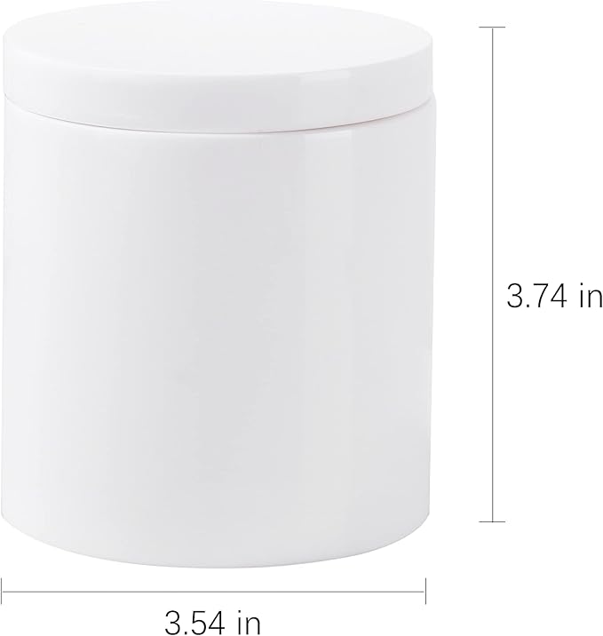 Cotton Swab Holder with Lid, White Qtip Holder Bathroom, Resin Cotton Ball Canister Jar Cosmetics Makeup Countertop Organizer Containers Canister Apothecary Jar