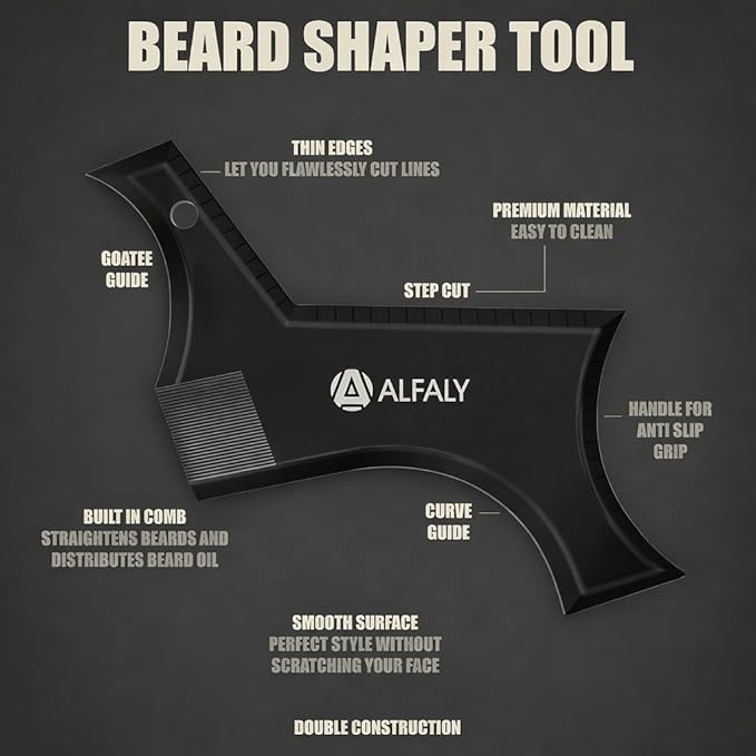 Beard Shaper Kit - Premium Lineup and Guide Tool for Precise Beard Shaping & Styling - With Beard Pencil
