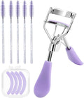 BenePoint Eyelash Curler, Lash Curler with Bonus 4Pcs Replacement Lash Pads& 5Pcs Eyelash Spoolies, Eyelash Curler Kit Portable Travel Eyelash Curler for Eyelash Extension (Purple)