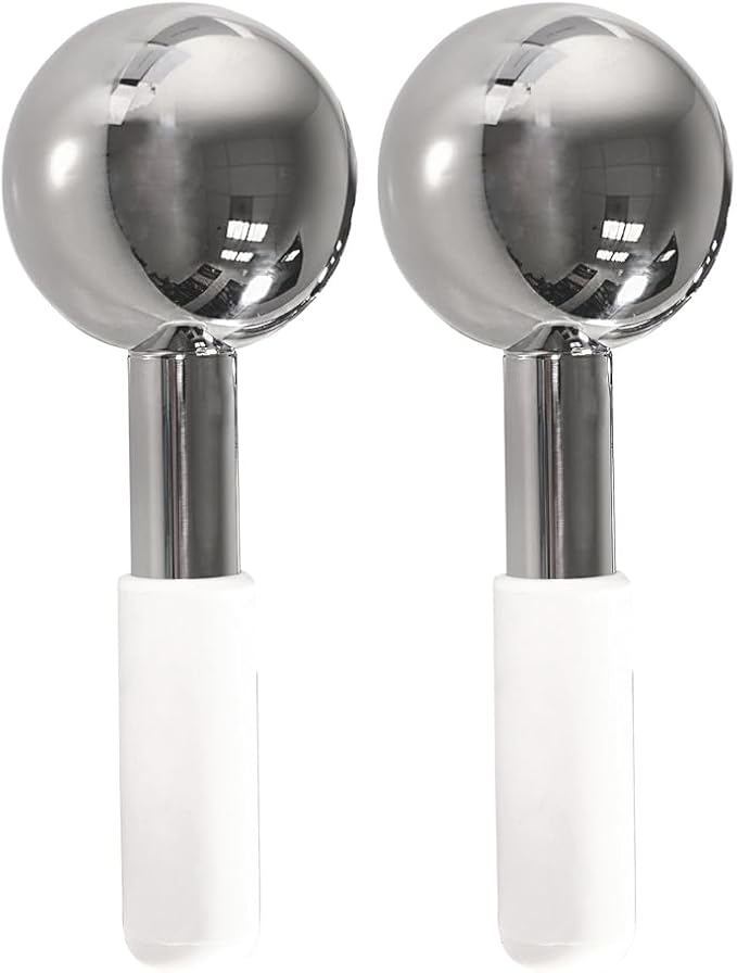 SKINACT Stainless Steel Ice Globes for Face & Eyes, Unbreakable Stainless Steel Cryo Sticks for Beauty Routines, Facials Cold Roller Cooling Globes for Puffiness, Wrinkles, Dark Circles, Headaches