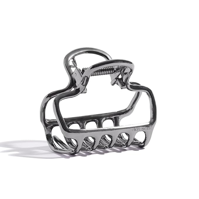 Kitsch Open Shape Metal Hair Clips for Women - Durable & Elegant Metal Claw Clips | Strong Hold for Updo and Half Up Styles | Ideal Gifts for Women - Hematite 1pc