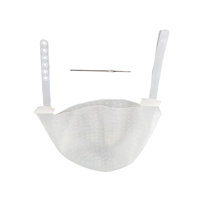 Silicone Hair Highlighting Cap Reusable, DIY Hair Coloring Dyeing Hat with Adjustable Strap, Highlight Cap Tool for Home & Salon Use (White)