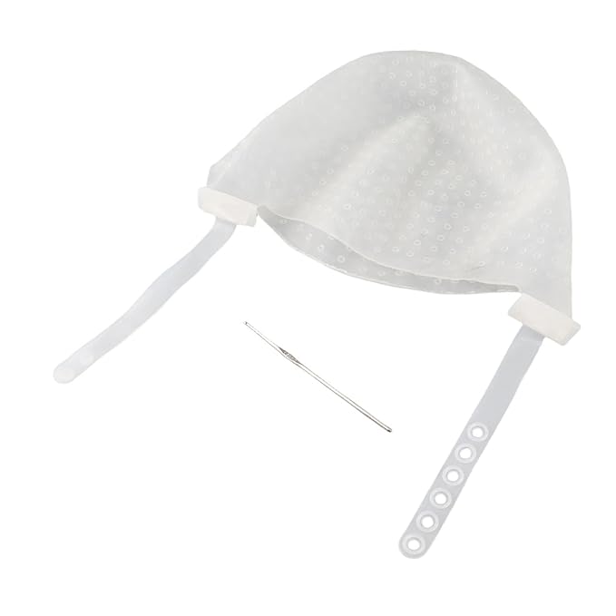Silicone Hair Highlighting Cap Reusable, DIY Hair Coloring Dyeing Hat with Adjustable Strap, Highlight Cap Tool for Home & Salon Use (White)