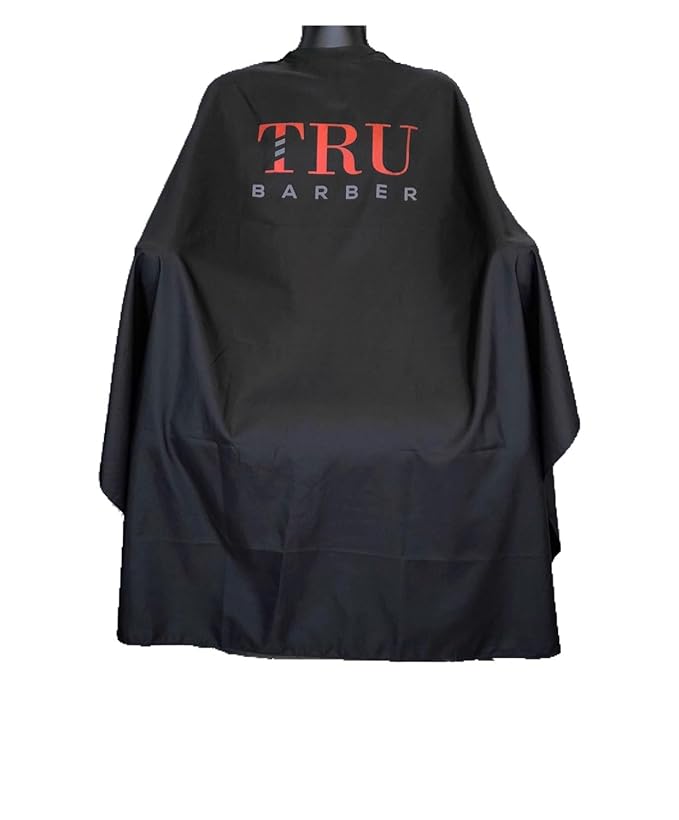 TRU BARBER Silicone neck cape, Professional Cape with Snap Closure Hair Salon Cutting Cape, Barber Cape, Barbershop cape, 50" x 58” (Blak/Red)