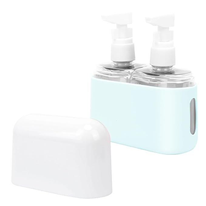 Skycase Travel Bottles - Leak Proof Refillable Tsa Approved Travel Size Toiletries, 2 in 1 Liquid Bottles Containers with Labels and Funnel Airplane Accessories Kits for Lotion Liquid (Blue)