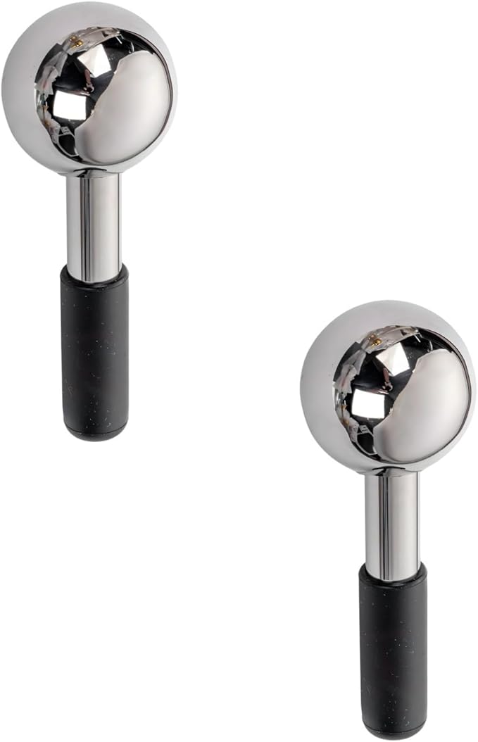 2 Pcs Face Ice Globes, Stainless Steel Cryo Sticks with Hot & Cold Therapy, 135 X 50 Mm, for Facial and Headache Relief