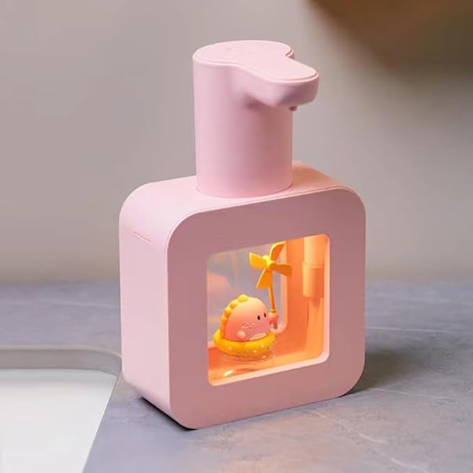 Cute Automatic Soap Dispenser - Kids Touchless Pink Hand Soap Dispenser,Wall Mount Waterproof USB Rechargeable, 13.5oz/ 400ml for Bathroom Countertop, Kitchen, Office, Hotel, Preschool Children