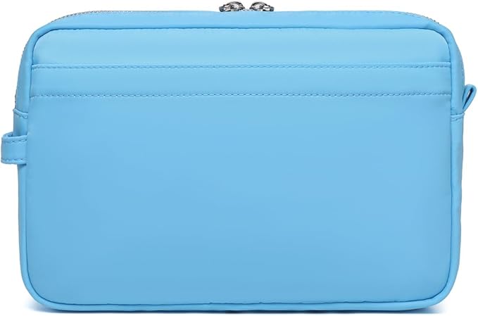 Storage Bag-arge Cosmetic Bag for Women Travel Makeup Bag Zip Up Bag Pure Cotton Canvas Can be Suspended (Sky Blue)