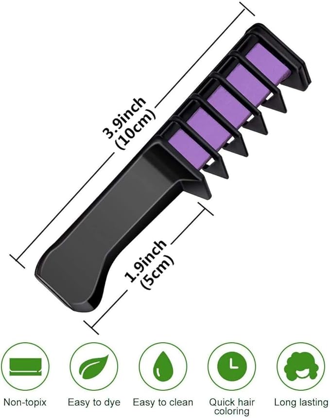 Hair Chalk Comb LAWOHO 6 Colors Temporary Hair Dye Marker Gifts for Girls Kids Adults for Halloween Christmas Birthday Party, Cosplay