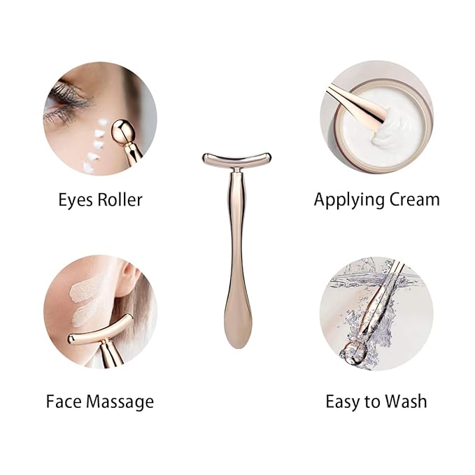 3Pcs Metal Eye and Face Cream Applicator Stick Cosmetics Spoon Spatula, Massager Tool for Facial Massage, Reduce Puffiness (Silver)