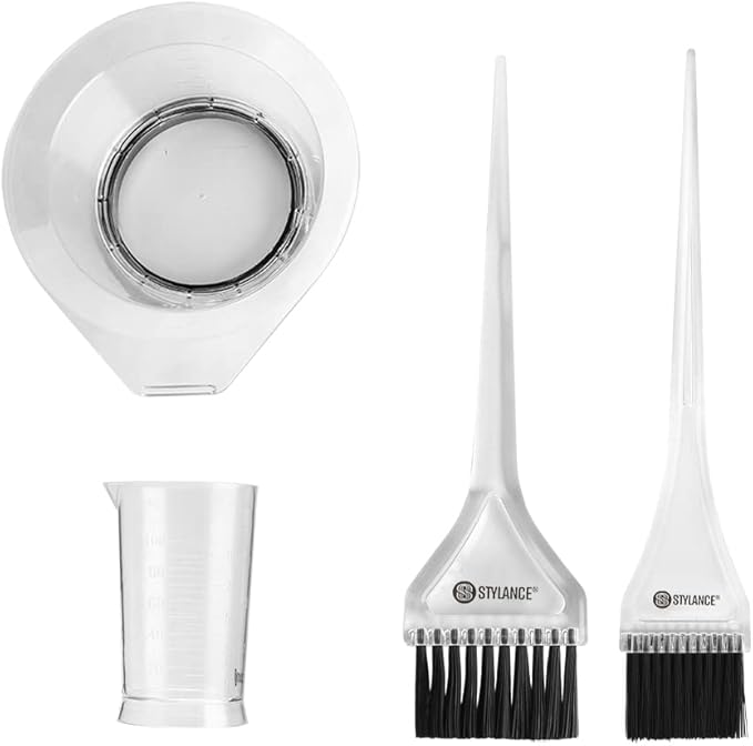 STYLANCE 4pc Professional Salon Hair Dye Kit - Bleaching, Dyeing, Mixing Bowl, Measuring Cup, Coloring Tools for DIY Salon