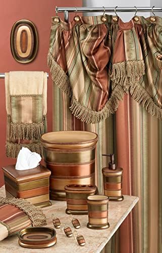 Zahari Home 2pc Contempo Luxury Bath Accessories Set Waste Basket & Tissue Box Modern Classic Contemporary Decorative Beautiful Designs Stylish Bathroom Accessories Set