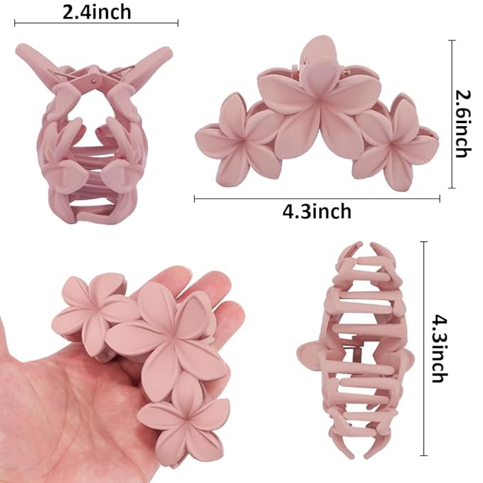 Ahoney 6PCS Flower Hair Clips for Women Strong Hold Nonslip, Big Flower Claw Clip for Thick Hair, Hawaiian Hibiscus Cute Hair Clips Beach Hair Accessories for Women Girls 09