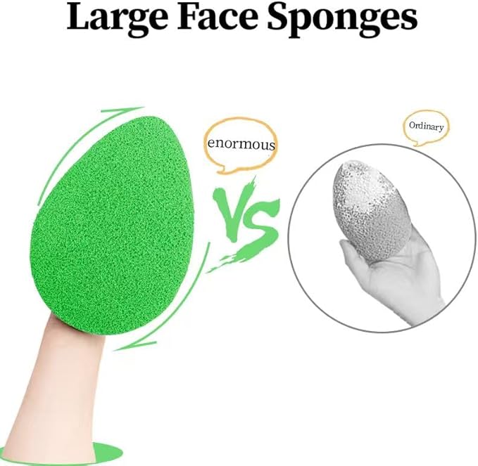 Large Face Sponges for Cleansing, Reusable Faces Scrubber Pads for Women for Washing Face, Gentle Esponjas Faciales for Deep Pore Cleansing, Blackheads, Daily Facial Cleans, Makup Remover (Green)