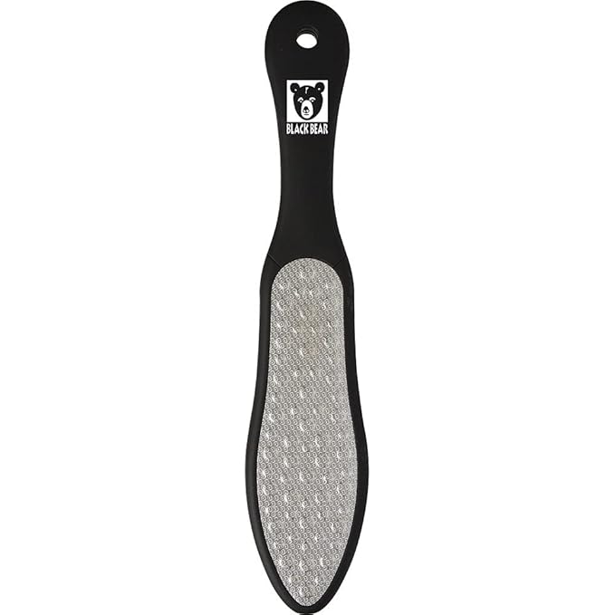 ForPro Black Bear Stainless Steel Pedicure File, Callus Remover Foot File, Double-Sided Professional Quality Tool for Heels and Feet, 10.5’’ L