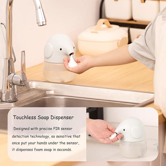 Automatic Soap Dispenser for Kids- Cute Elephant Touchless Foaming Hand Soap Dispenser, Waterproof & USB Rechargeable, 13.5oz/ 400ml for Bathroom Countertop, Kitchen, Preschool Children