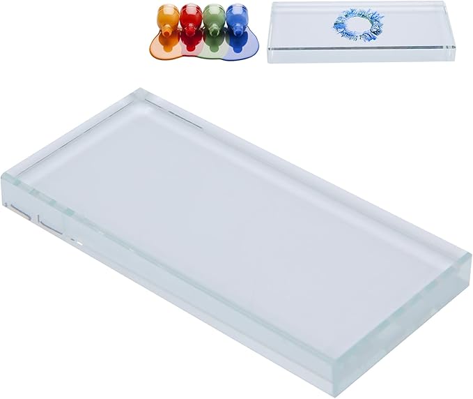 Nail Art Palette, Color Mixing Glass Rectangle Manicure Color Drawing Palette Nail Polish Pigment Mixing Plate False Eyelashes Glue Hold Makeup Palette