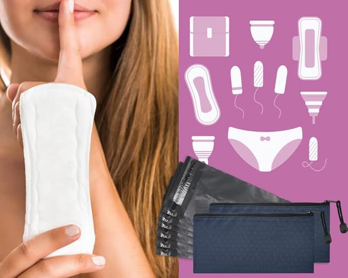 Sanitary Napkin Disposal Bags, Feminine Personal Disposal Bags, 200pcs Gray Opaque Bags and 2pcs Dark Blue Sanitary Napkin Storage Bags for Sanitary Disposal, Tampons, Pads, and Liners