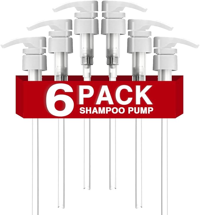 6 Pack White Universal Shampoo and Conditioner Pump for Bottle, Body Wash, Gel, 28/410 Shampoo Pumps for 1 Liter/33.8 Oz Bottles